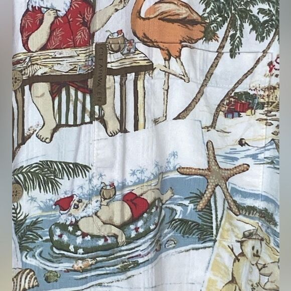 Clearwater Men’s Sz XL Hawaiian Christmas Santa On The Beach Shirt Vintage - Picture 3 of 5